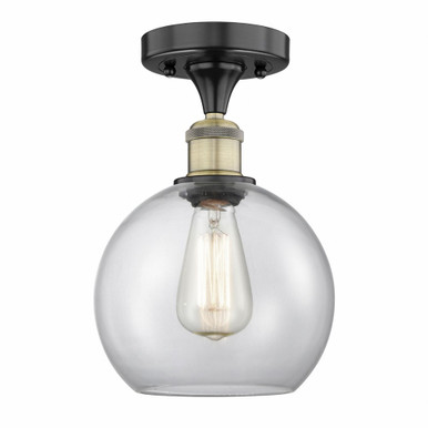 Athens 1 Light Semi Flush Mount 12 Inch Tall and 8 Inch Wide by Innovations - 616-1F-BAB-G122-8
