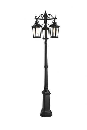 Luz 3 Light Outdoor Post Mount 84.5 Inch Tall and 23 Inch Wide by Elegant - OD605P84BK