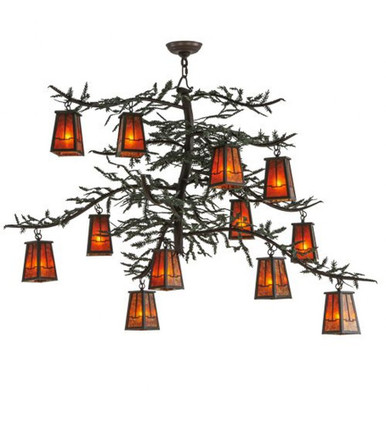 Pine Branch Valley View 12 Light Chandelier 40 x 53 Inch W by Meyda Tiffany - 143845