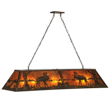 Moose at Lake 9 Light Oblong Pendant 40 x 17 Inches by Meyda Tiffany - 30333