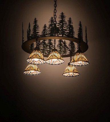 Nuevo Mission H Pines 5 Light Chandelier 26 x 34 Inch W by Meyda Tiffany - 197163