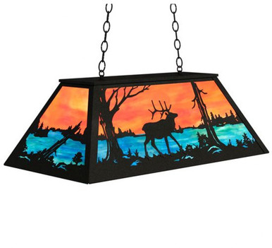 Elk at Lake 6 Light Oblong Pendant 18 x 17 Inches by Meyda Tiffany 234142 - 234142