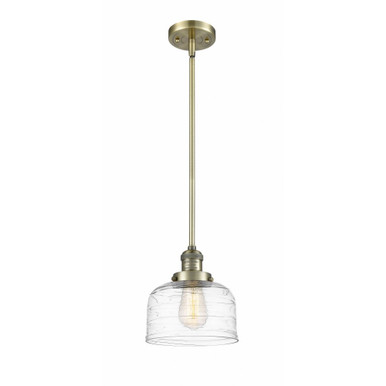 Bell 1 Light Stem Hung Mini Pendant 10 Inch and 8 Inch Wide by Innovations - 201S-AB-G713