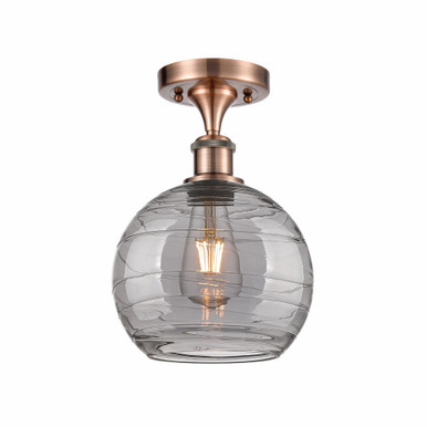 Athens Deco Swirl 1 Light 8 Inch Wide Semi Flush Mount by Innovations - 516-1C-AC-G1213-8SM