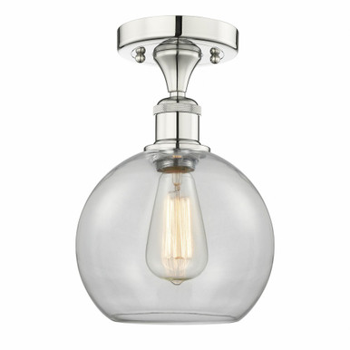 Athens 1 Light Semi Flush Mount 12 Inch Tall and 8 Inch Wide by Innovations - 616-1F-PN-G122-8