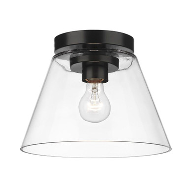 Penn 1 Light 11 Inch Wide Flush Mount by Golden - 3189-FM11 BLK-CLR