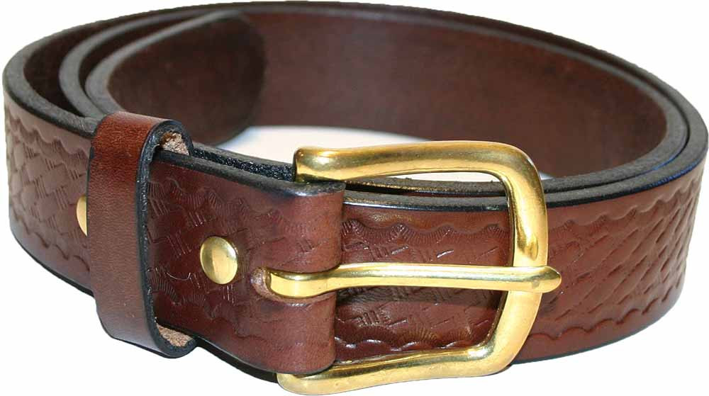 Amish Made Leather Belt w/ Basket Weave 