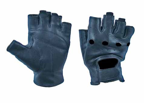 Black Deerskin Fingerless Gloves w/Pull Tabs - Bear Wallow Glove