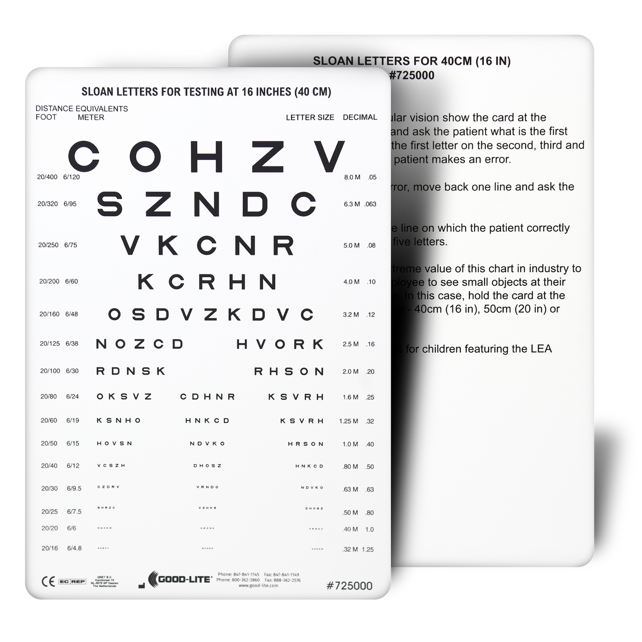 Printable Sloan Eye Chart With 16 Inch Cord By Reading