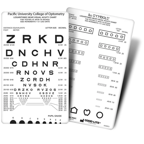 Pacific University College of Optometry Pocket Near Card LEA SYMBOLS®/Letters