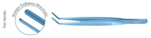 DEBAKEY Tissue Forceps: Straight 1,2 mm tips, 22 mm platform, Flat Handle – 7,7 (19,5 cm)