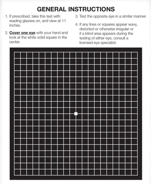 Amsler Grid Recording Charts, Black with White Lines, 250