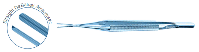 SYNAPSE DeBAKEY Forceps: Straight 1 mm tips, Round Handle w/Counter Balance – 7,25” (18,5 cm)