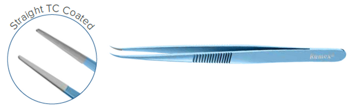 Jeweler Forceps # 3C, Straight, Flat handle, 0.08x0.04mm tips, Overall length 11 cm 