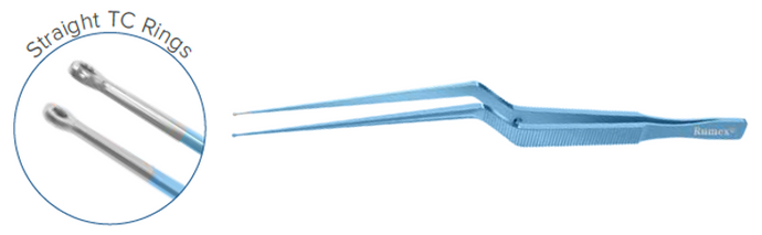 Neurosurgical Bayonet Forceps, Anastomotic type, Straight,  Flat handle, ø1.25 x ø0.6 tip,  10 mm TC Coated platForm, Overall length 22 cm