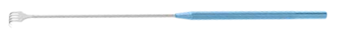 Microsurgical Retractor, Small, 2 prongs,  Round handle, Overall length 20 cm
