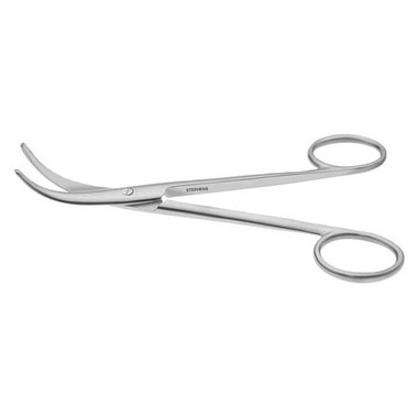 452R 11-090S Curved Enucleation Scissors, Blunt Tips, 38 mm Blades from  Midscrew to Tip, Ring Handle, Length 128 mm, Stainless Steel