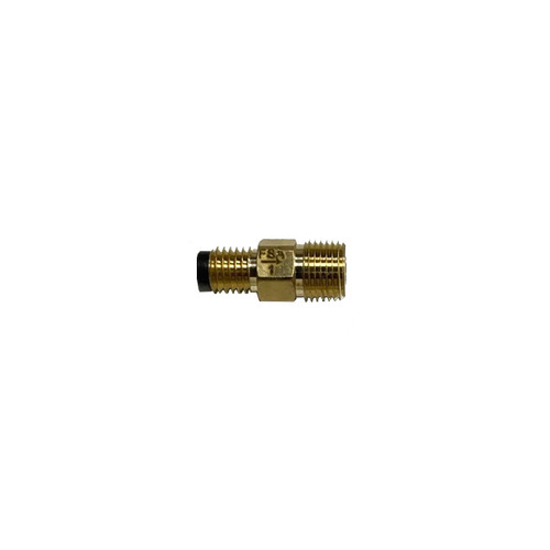 Metering Unit, FSA-1, brass fitting with threaded connections for fluid or gas measurement.