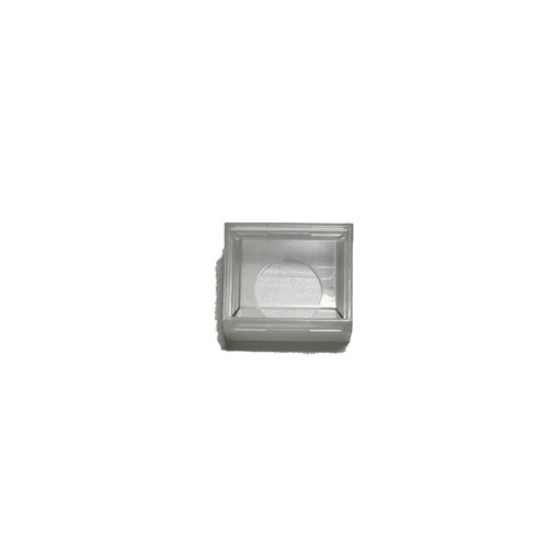 Pushbutton Spray Cover, transparent plastic spray cover with a square shape and clear top.