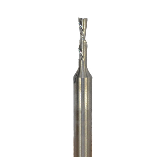 Solid Carbide Downcut Router Bit, 2 flute, 1/8 inch, precision cutting tool for woodworking and CNC machining. Solid Carbide Downcut Router Bit, 2 flute, 1/8 inch, precision cutting tool for woodworking and CNC machining.