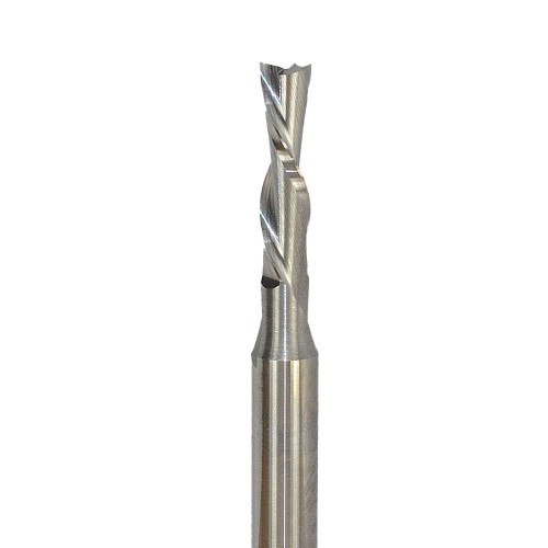 Solid Carbide Downcut Router Bit, 2 flute, 3/16 inch diameter, precision cutting tool for woodworking and cabinetry. Solid Carbide Downcut Router Bit, 2 flute, 3/16 inch diameter, precision cutting tool for woodworking and cabinetry.
