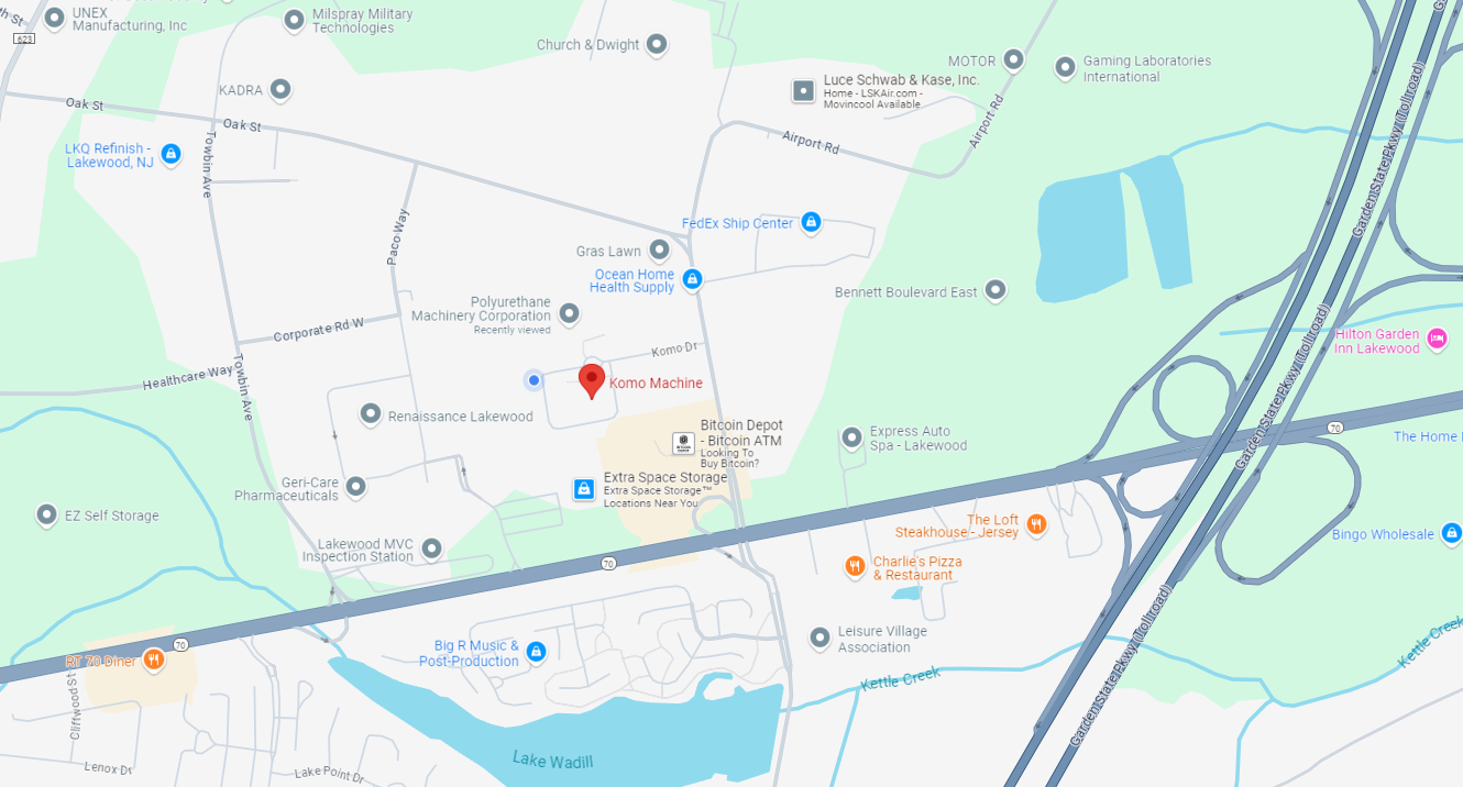 area map of KOMO Machine, Lakewood , NJ