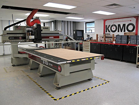 safety tape perimeter around CNC machine