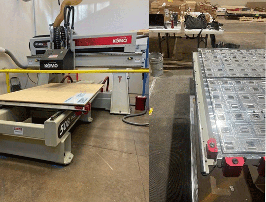 safety bump strips around a KOMO CNC table