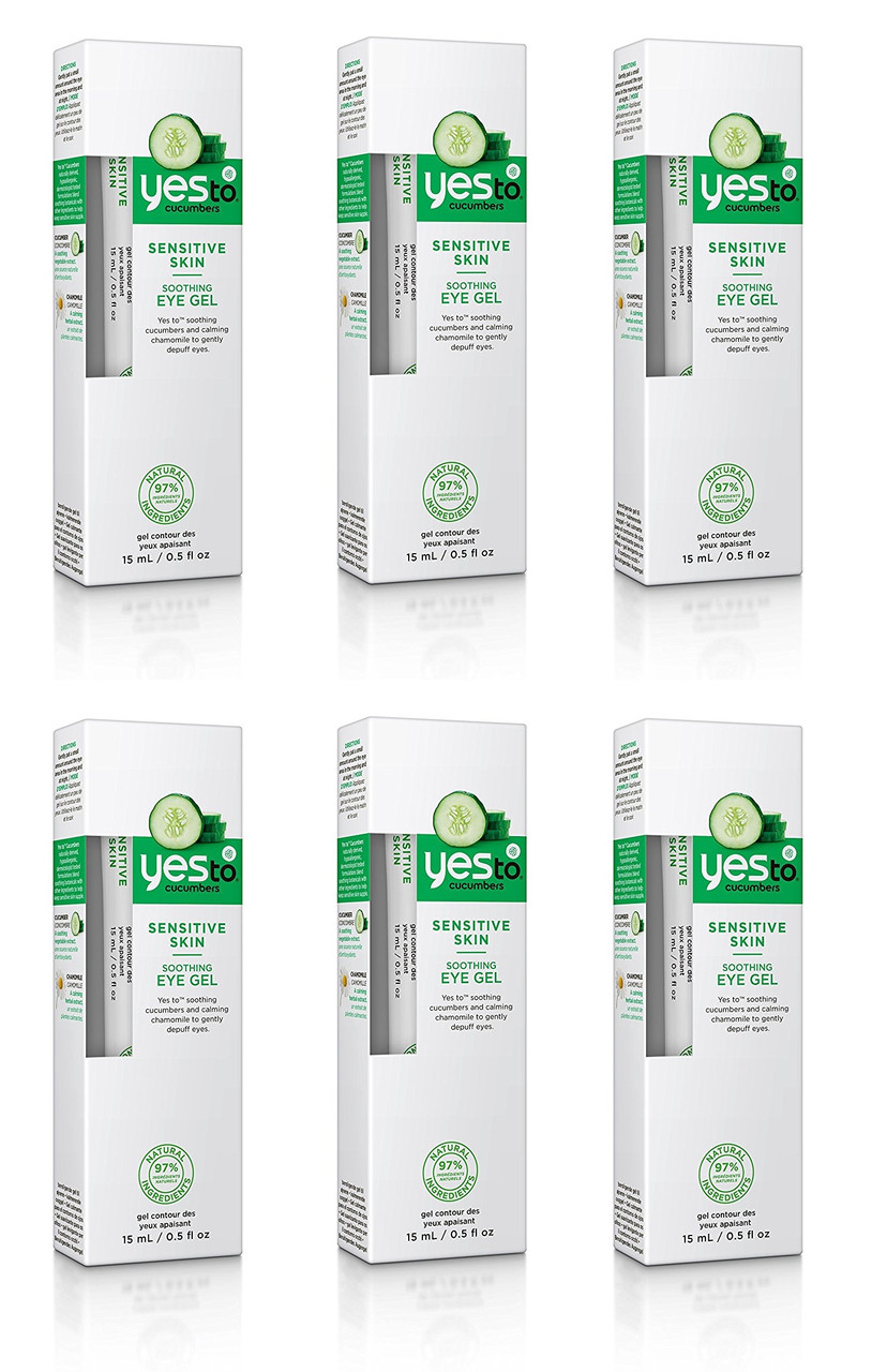 Yes To Cucumbers Sensitive Skin Soothing Eye Gel, 0.5 Oz (Pack of 6) Razors Direct