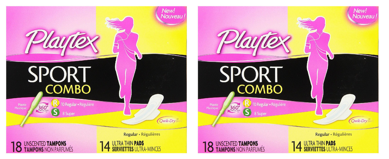 Playtex Sport Combo: 10 Unscented Regular Tampons, 8 Unscented