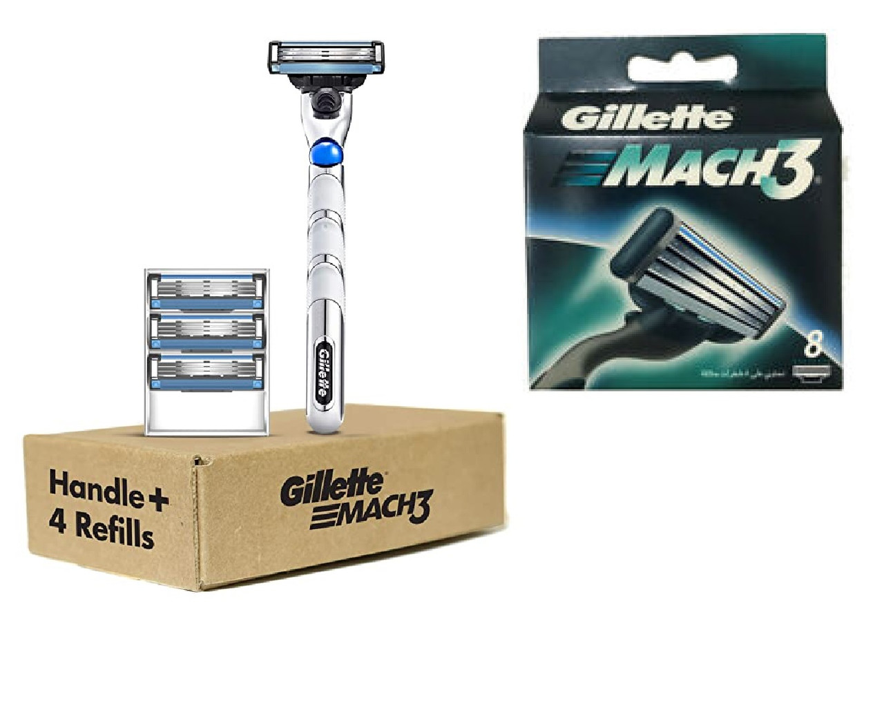 Gillette Mach3 Men's Razor Blade, 1 Handle with 12 Refill Cartridges ...