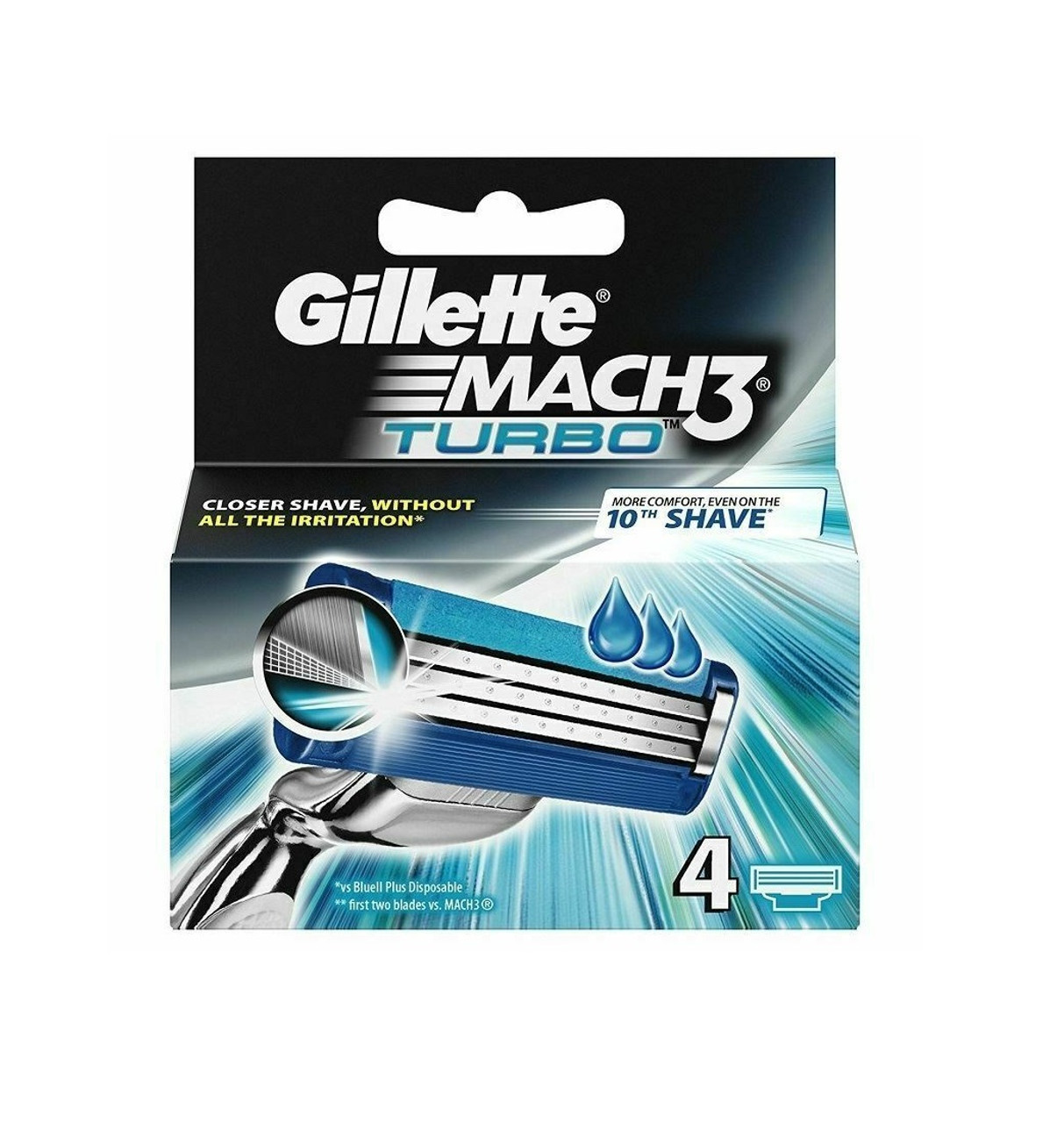 drivhus Panter Viewer Gillette Mach3 Turbo Refill Blade Cartridges, 4 ct - Razors Direct