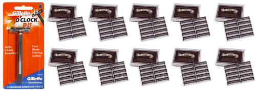 Gillette 7 O'Clock PII Trac II Razor + Colonel Ichabod Conk Trac II Blade Cartridges 10 ct. (Pack of 10)