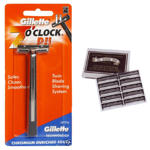 Gillette 7 O'Clock PII Trac II Razor + Colonel Ichabod Conk Trac II Blade Cartridges 10 ct.