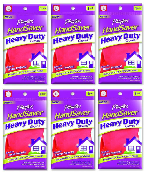 Playtex HandSaver Gloves, Heavy Duty Gloves, Large (6 Pack)