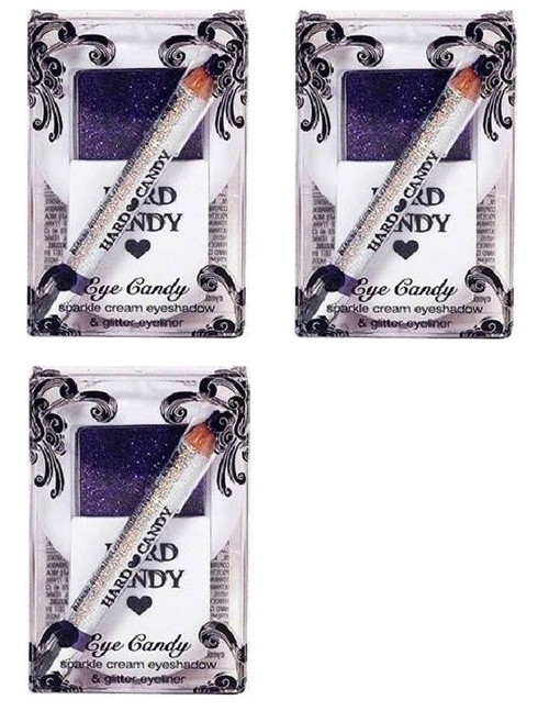 Hard Candy Eye Candy Sparkle Cream Eyeshadow & Glitter Eyeliner, Flashy (Pack of 3)