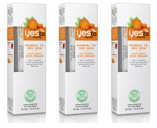 Yes To Carrots Normal To Dry Skin, Moisturizing Eye Cream, 0.5 Oz (Pack of 3)