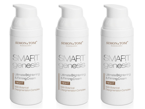 Simon & Tom Smart Genesis Ultimate Brightening & Firming Night Cream with Vitamins A, C & E - Reduces Dark Pigmented Spots on the Face 50ml / 1.67 fl.oz (Pack of 3)