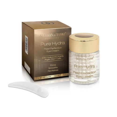 Simon & Tom Pure Hydra Pearl Perfection Eye Cream - Hydrating Hyaluronic Acid Encapsulated Eye Gel Cream for Dark Circles, Puffiness, Eye Bags, Dehydration and Fine Lines 15ml