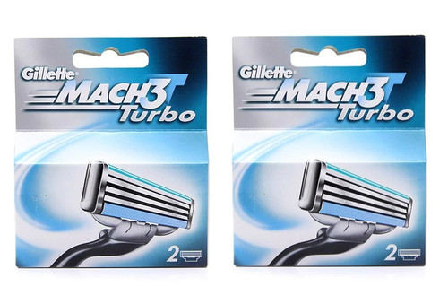 Gillette Mach3 Turbo Refill Blade Cartridges, 4 ct - Razors Direct