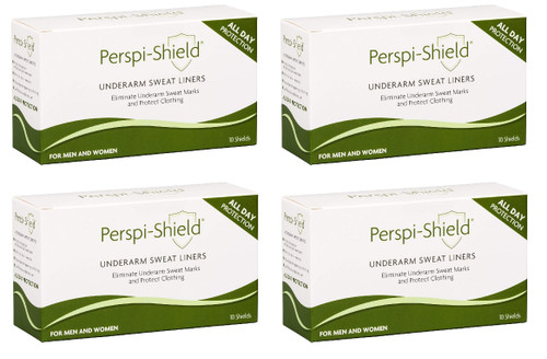 Perspi Shield Underarm Sweat Liners for All Day Protection Eliminate Underarm Sweat Marks and Protect Clothing, for Men and Women, 10 Shields (Pack of 4)