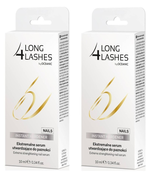 Long 4 Lashes by Oceanic for Nails, Instant Hardener, Extreme Hardening Nail Serum, 0.34 Oz (Pack of 2)