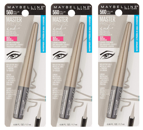 Maybelline Master Precise Ink Metallic Liquid Eyeliner #560 Stellar Sand (Pack of 3)