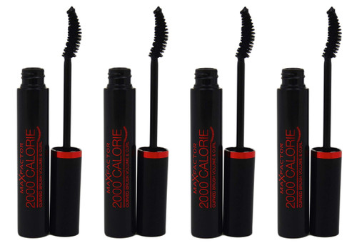 Max Factor 2000 Carlorie Mascara Curved Brush for Women, Black (Pack of 4)