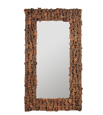 Mirror With Wooden Mask Frame