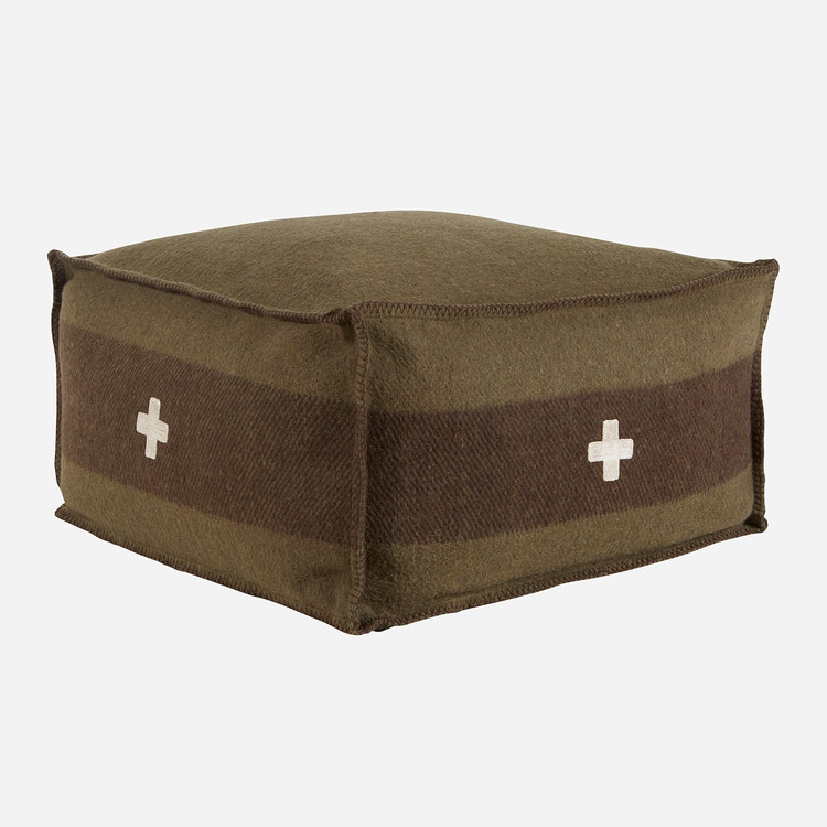 Swiss Army Pouf 24x24x13 Green/Brown