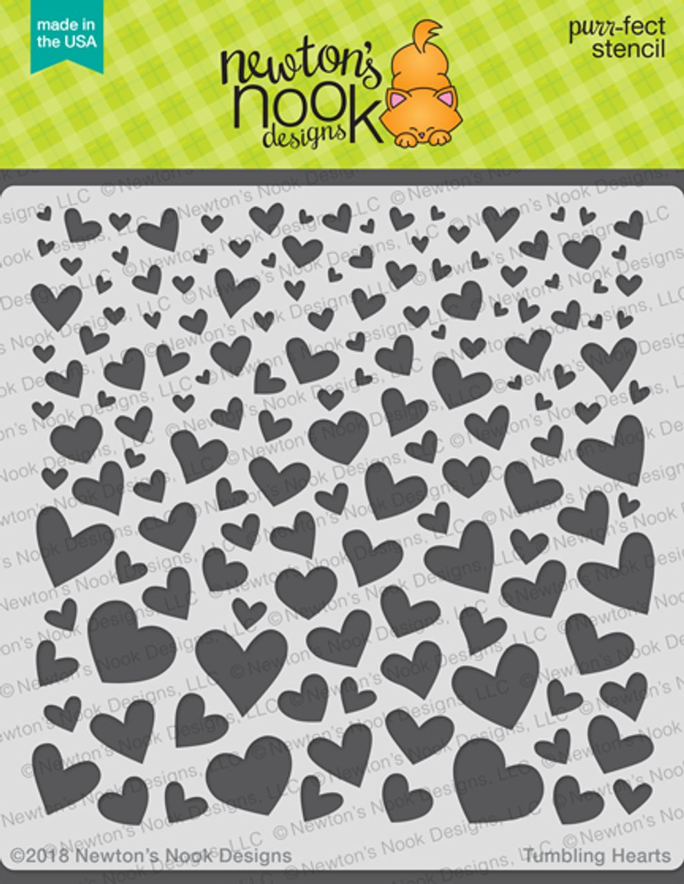 Tumbling Hearts Stencil - Newton's Nook Designs