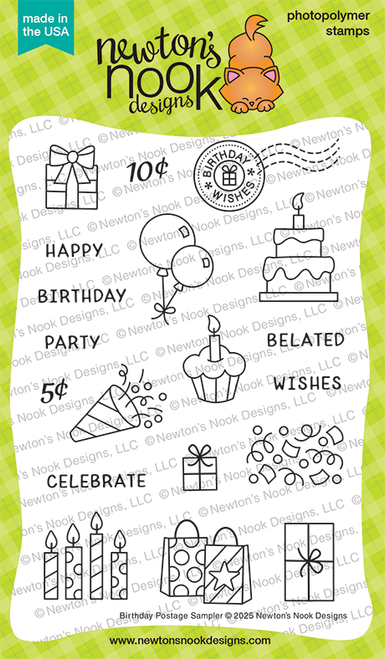 Birthday Postage Sampler Stamp Set ©2025 Newton's Nook Designs Birthday Postage Sampler Stamp Set ©2025 Newton's Nook Designs