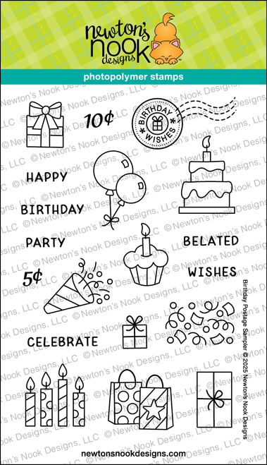 Birthday Postage Sampler Stamp Set ©2025 Newton's Nook Designs