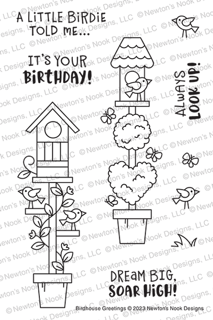 Birdhouse Greetings Stamp Set ©2023 Newton's Nook Designs